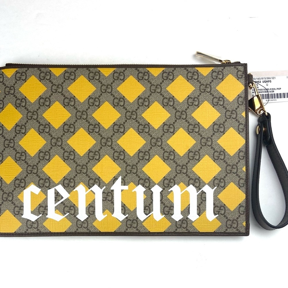 Gucci #672953 GG Supreme "100th Gucci Anniversary" Zip Top Clutch/Pouch, NWT - Picture 2 of 10